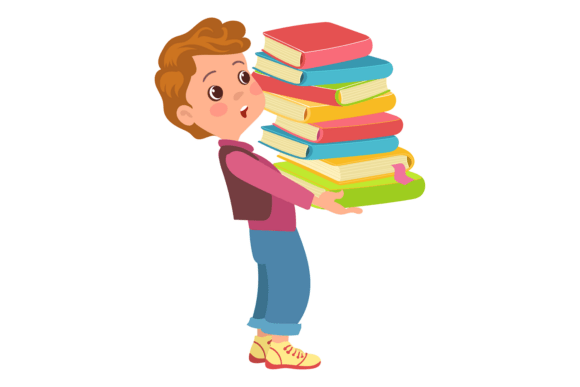 Boy Carries Large Stack of Books: A Visual Guide