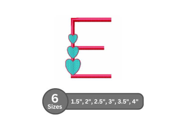 Candy Heart Alphabet -E: A Bold Fill Stitch Font for Professional Embroidery