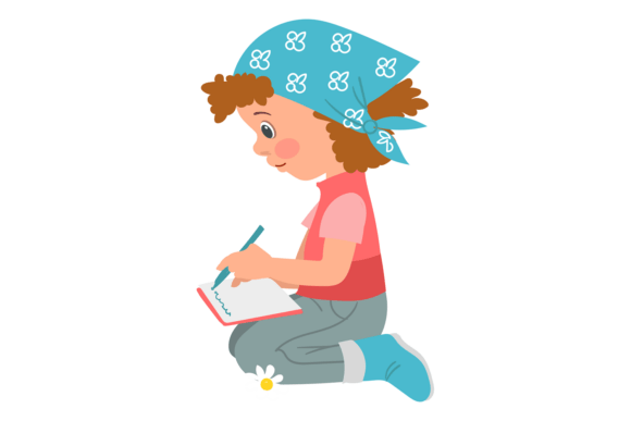 Child Sitting with Book in Summer Clothes
