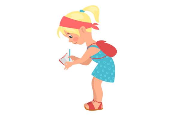 Child Standing with Book in Summer Cloth