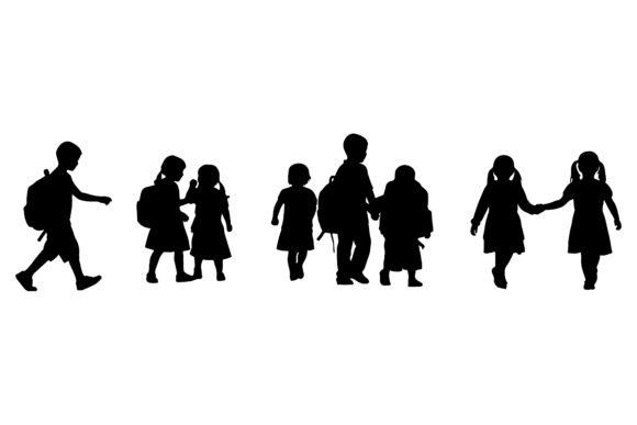 Group of Children Walking Together Silhouette: A Design Evaluation
