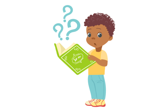 Inquisitive Boy Reads Book: Child Seeks Knowledge