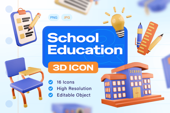 School and Education 3D Icon Pack