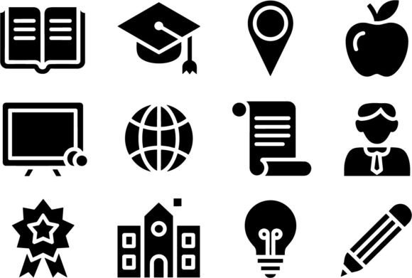 School Education Vector Silhouette Bundle