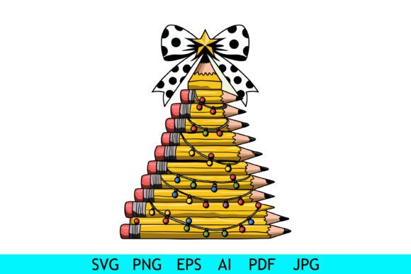 Stacked Pencil Christmas Tree with Bow