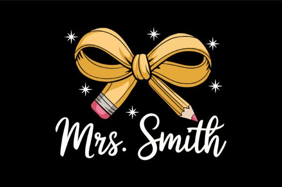 Teacher Pencil Bow Name Design Assets