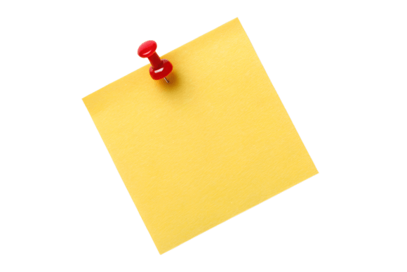 Yellow Sticky Note Pinned with Red PNG